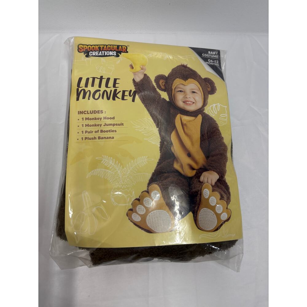 New Baby little monkey Halloween costume 6-12 months monkey jumpsuit booties